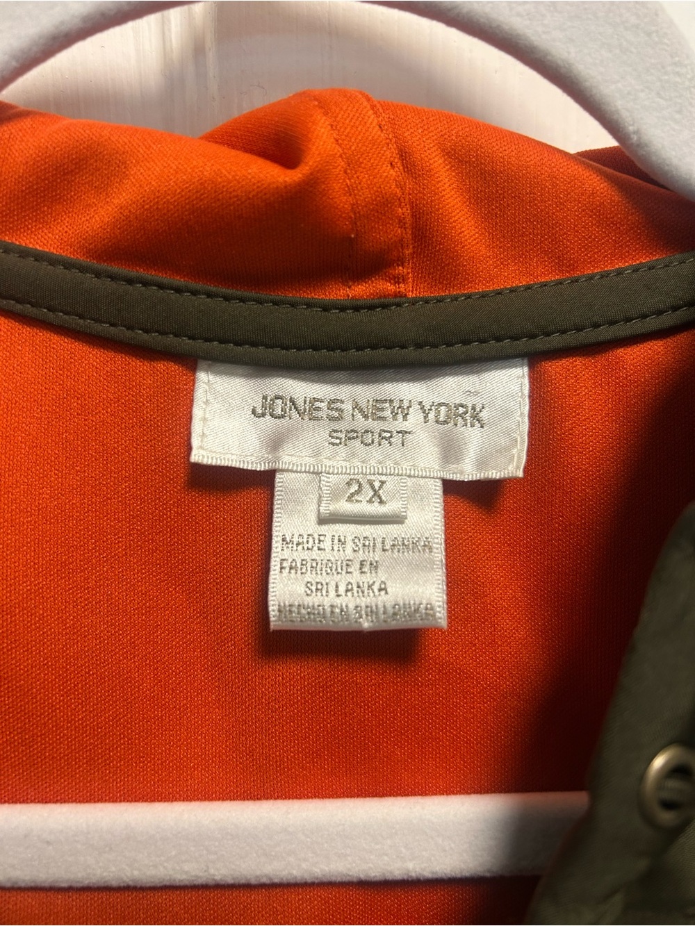 Jones New York Orange Utility Jacket with Olive Trim